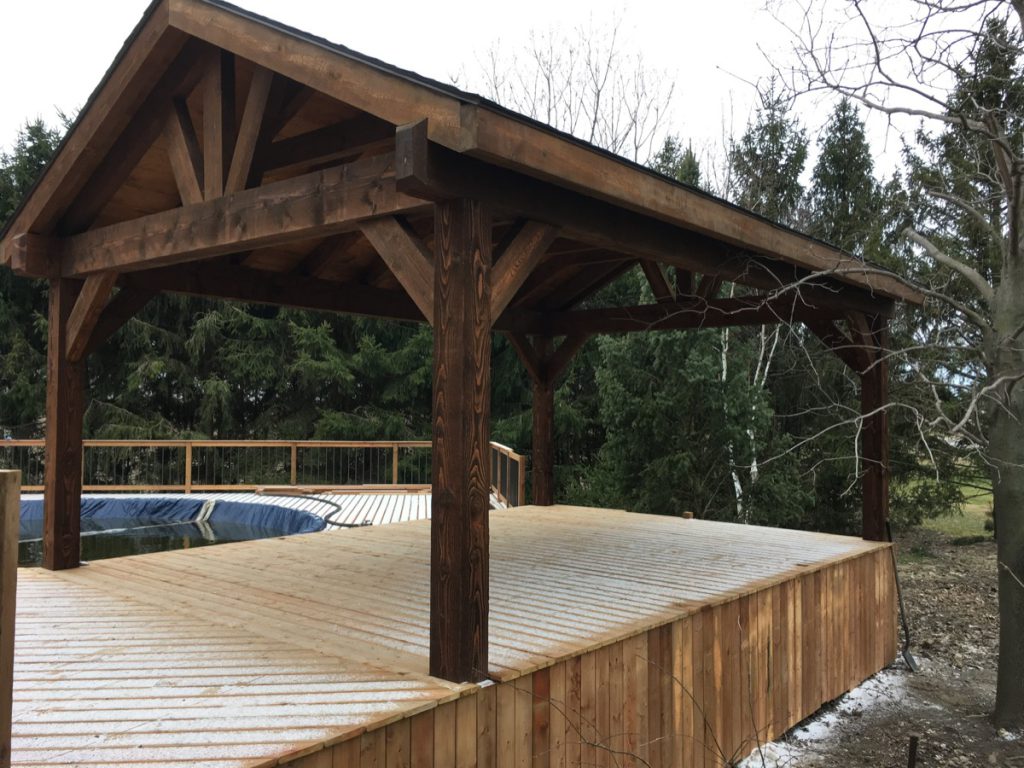 Pavilion attached to pool deck