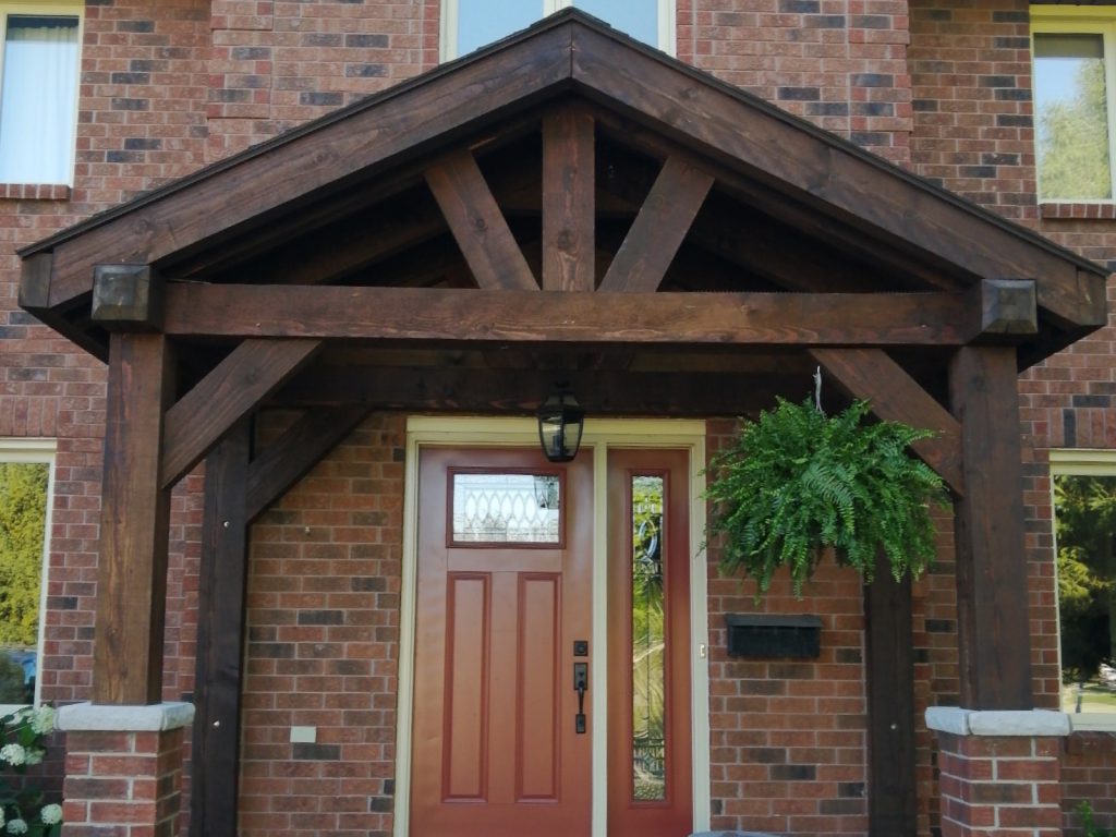 Front-entrance douglas fir covered entryway